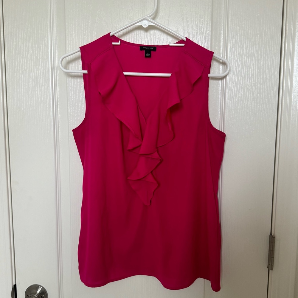 Ann Taylor Pink Ruffle Blouse